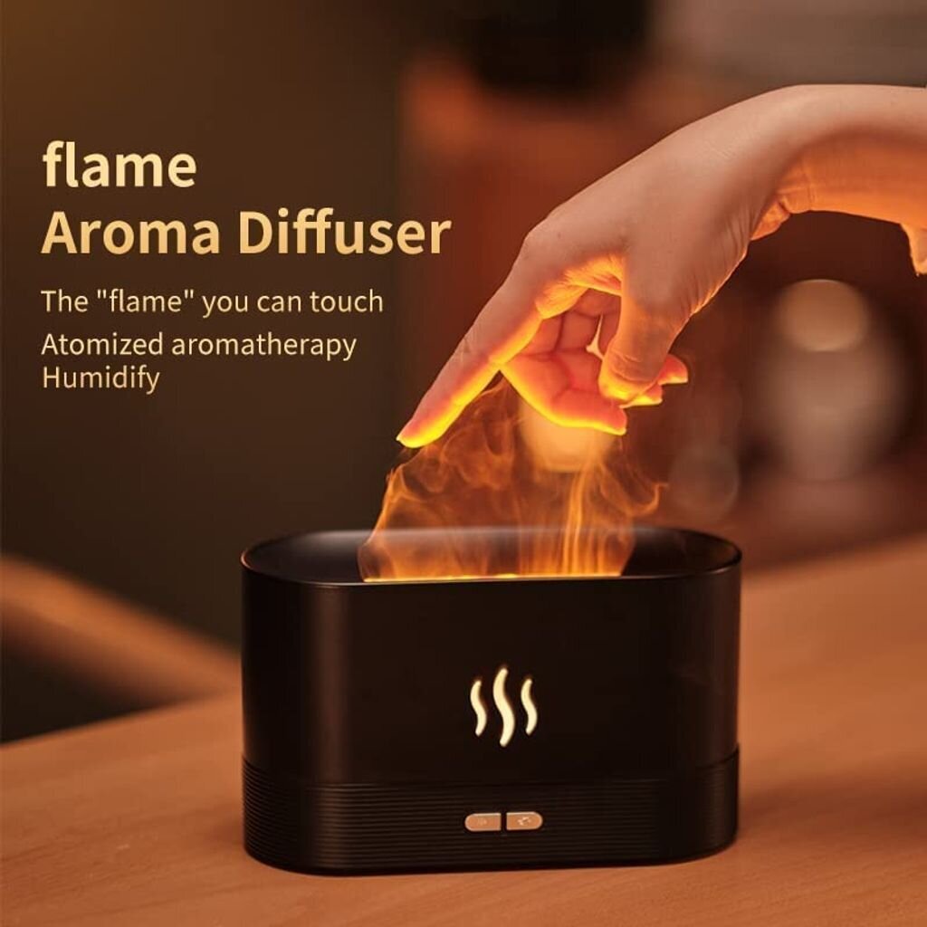 Flame-aromaterapian kostutin, 7 Flame Colors Silent eteerinen öljydiffuusori kotiin, toimistoon, joogaan automaattisella sammutussuojalla 180ml (valkoinen) hinta ja tiedot | Ilmankostuttimet | hobbyhall.fi