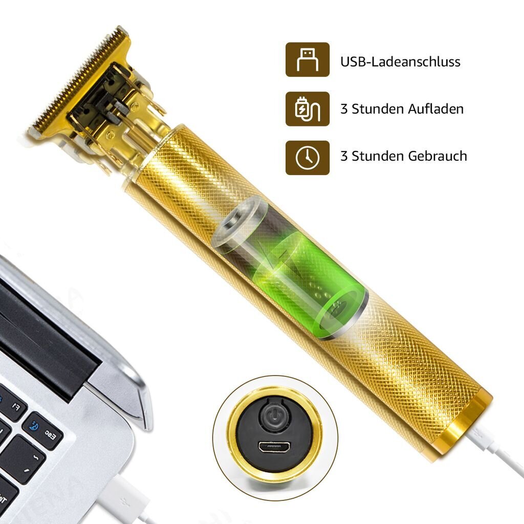 Kultainen hiusleikkuri, partaleikkuri, USB-hiusleikkuri, johdoton miesten hiustenleikkuri partaleikkuri hinta ja tiedot | Suoristusraudat ja kihartimet | hobbyhall.fi