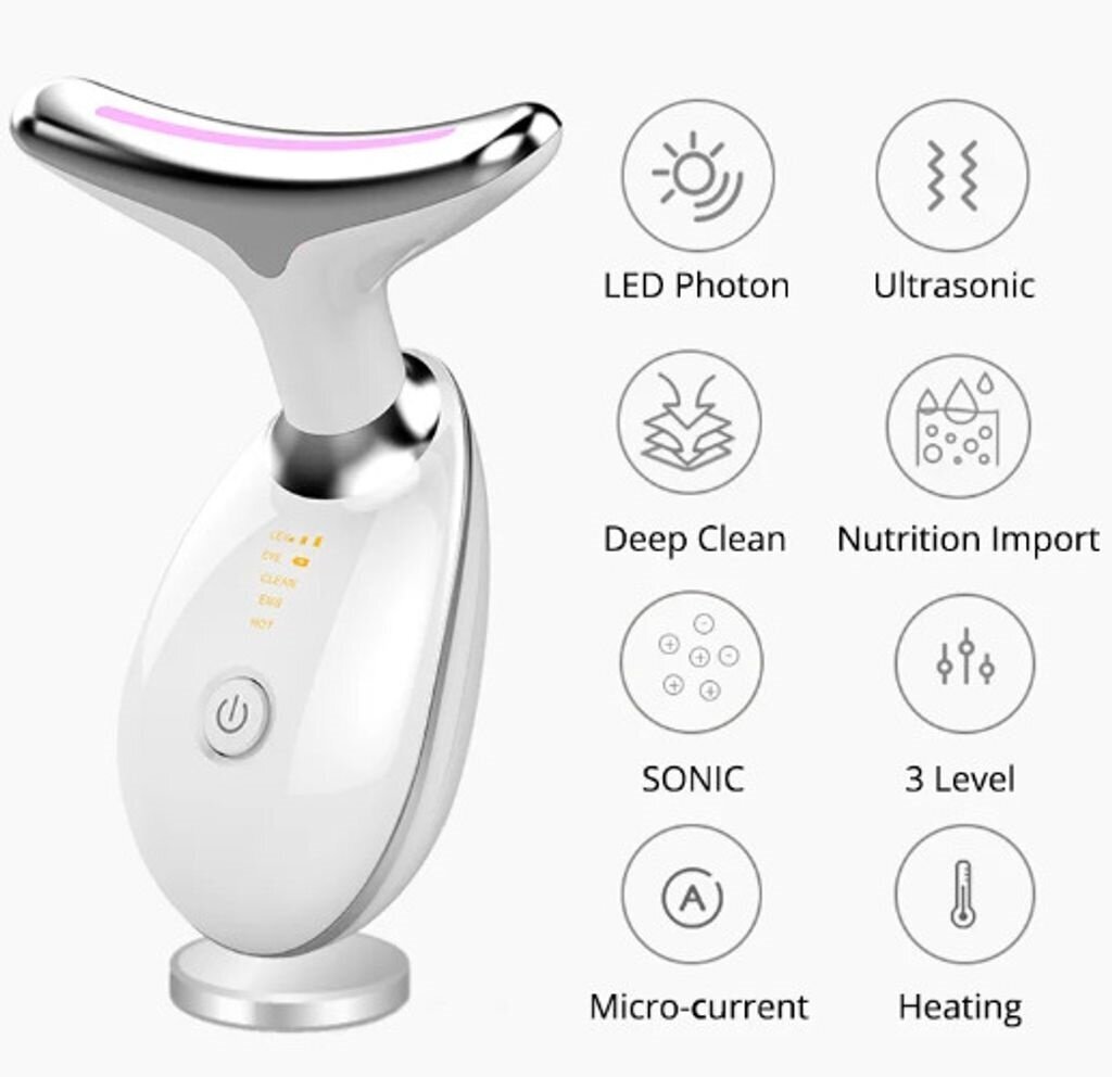 Neck Anti-Wrinkle Facial Beauty Device 3-tilaa kohottava ja kiinteyttävä hierontalaite, sähköinen LED-fotonihoito, mikrovirtainen ryppyjen poistoaine (musta) hinta ja tiedot | Hierontalaitteet | hobbyhall.fi