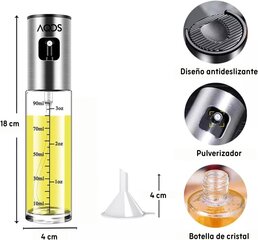 Lasinen suihkepullo öljylle, AQOS, 100 ml hinta ja tiedot | Keittiövälineet | hobbyhall.fi