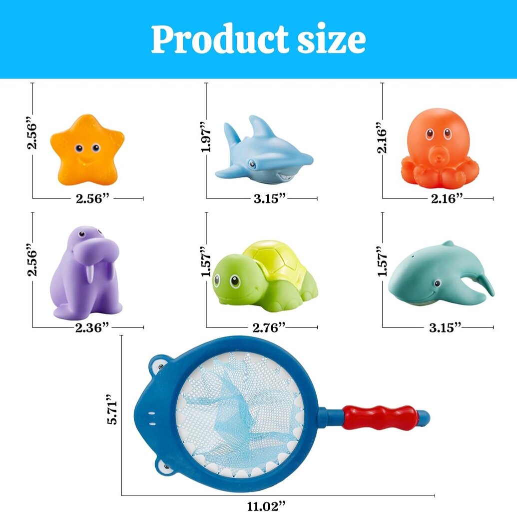 Ocean Animals -kylpylelut 1-3-vuotiaille, kelluvat Eläin Squirter -lelut kalaverkolla hinta ja tiedot | Vauvan lelut | hobbyhall.fi