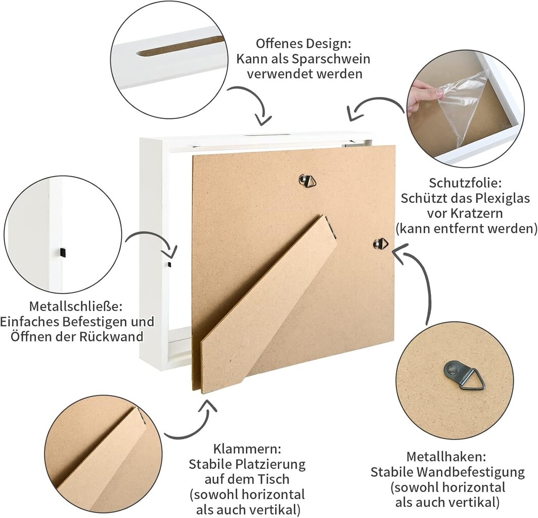 2in1 3D-kuvakehys / rahalaatikko, valolla ja pleksilasilla hinta ja tiedot | Hauskat säästölippaat | hobbyhall.fi