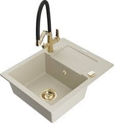 Graniittinen keittiöallas Mexen Enzo hanalla ja sifonilla, Beige+Black/Gold hinta ja tiedot | Keittiöaltaat | hobbyhall.fi