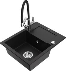 Graniittinen keittiöallas Mexen Enzo hanalla ja sifonilla, Black+Black/Chrome hinta ja tiedot | Keittiöaltaat | hobbyhall.fi