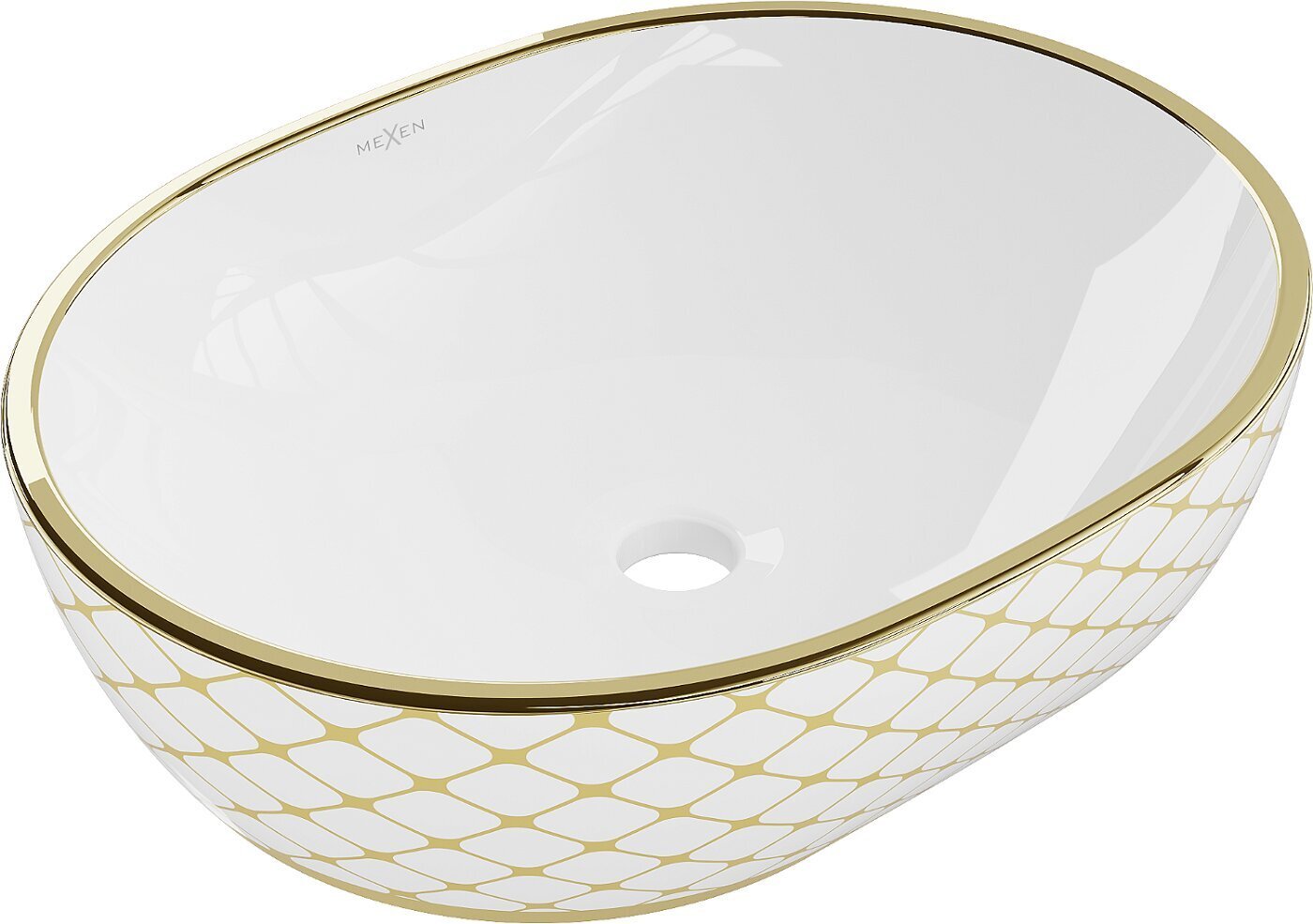 Pesuallas Mexen Viki 48 cm, White/Gold pattern hinta ja tiedot | Pesualtaat | hobbyhall.fi