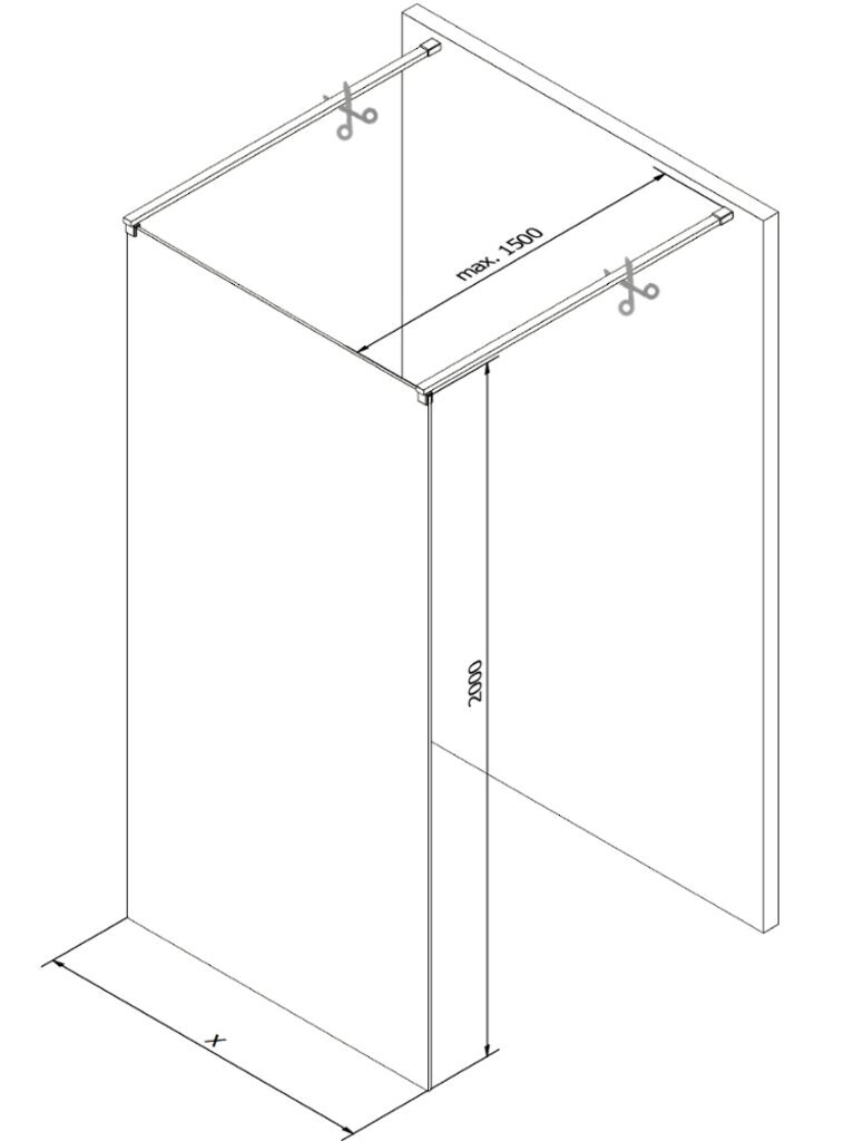 Walk-in suihkuseinä Mexen Kioto, Black, mattalasi, 100 x 200 cm hinta ja tiedot | Suihkuseinät ja -ovet | hobbyhall.fi