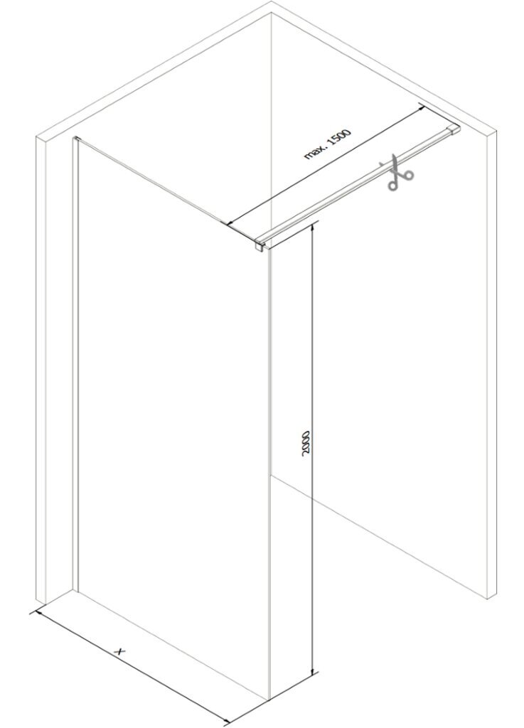 Walk-in suihkuseinä Mexen Kioto, Black, mattalasi, 130 x 200 cm hinta ja tiedot | Suihkuseinät ja -ovet | hobbyhall.fi