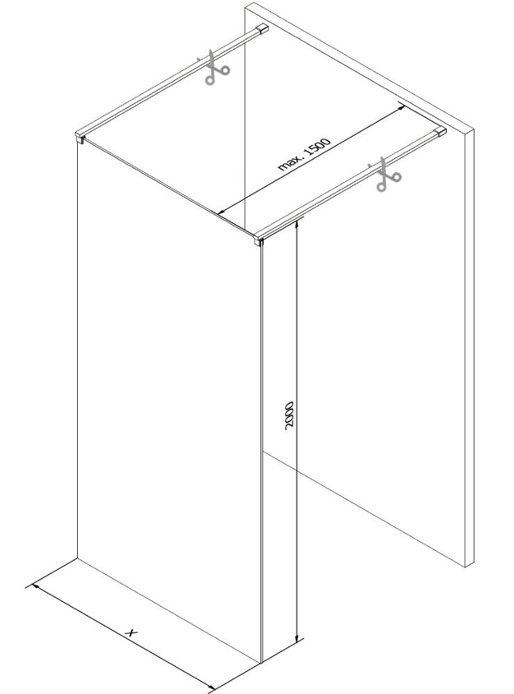 Walk-in suihkuseinä Mexen Kioto, Chrome, mattalasi, 100 x 200 cm hinta ja tiedot | Suihkuseinät ja -ovet | hobbyhall.fi