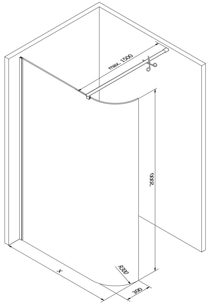 Walk-in puoliympyrän muotoinen suihkuseinä Mexen Kioto, Black, kirkas lasi, 140 x 200 cm hinta ja tiedot | Suihkuseinät ja -ovet | hobbyhall.fi