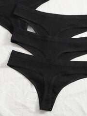 5kpl Solid Thong Set·Black·S hinta ja tiedot | Naisten sandaalit ja tossut | hobbyhall.fi