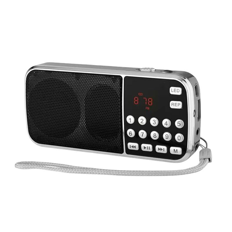 AM FM-radio, pieni kannettava radio - kaksi kaiutinta, raskas basso, LED-taskulamppu, taskukoko, TF-kortti USB AUX MP3-soitin, ladattava akku... hinta ja tiedot | Kelloradiot ja herätyskellot | hobbyhall.fi