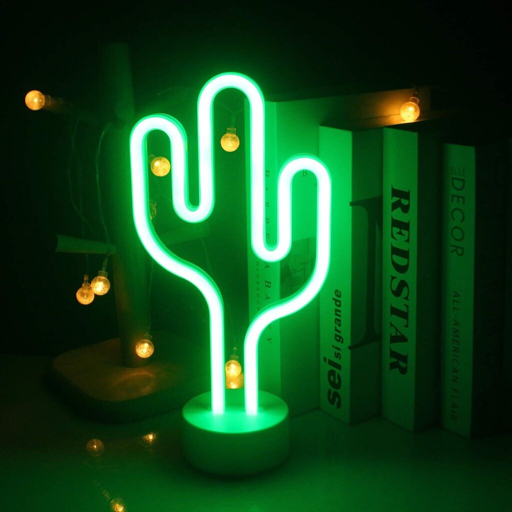 LED Cactus -neonvalo jalustalla vanhemmille lapsille Seisova yövalo USB/akkuvihreä koristevalopaneeli Lasten tyttöjen huoneen sisustus Syntymäpäiväjuhlien juhlasisustus (vihreä kaktus) hinta ja tiedot | Upotettavat valaisimet ja LED-valaisimet | hobbyhall.fi