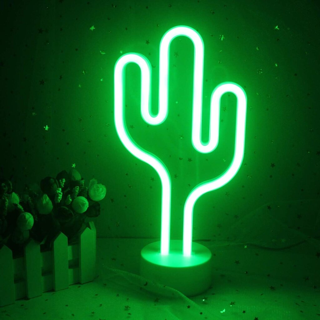 LED Cactus -neonvalo jalustalla vanhemmille lapsille Seisova yövalo USB/akkuvihreä koristevalopaneeli Lasten tyttöjen huoneen sisustus Syntymäpäiväjuhlien juhlasisustus (vihreä kaktus) hinta ja tiedot | Upotettavat valaisimet ja LED-valaisimet | hobbyhall.fi