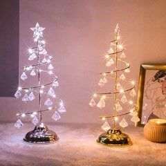 Hopeinen 33Cm Led Crystal Joulukuusen Pöytävalaisin Xmas Decoration Night Light Lahja hinta ja tiedot | Puutarha- ja ulkovalot | hobbyhall.fi