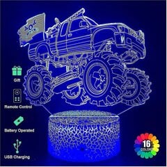 Monster Truck Night Lights -lahjat, Monster Truck 3D-lamppulahjat USB-kaapelilla ja 16 värin vaihtamisella, kosketuskaukosäädin, paras syntymäpäivä Ch hinta ja tiedot | Lastenhuoneen valaisimet | hobbyhall.fi