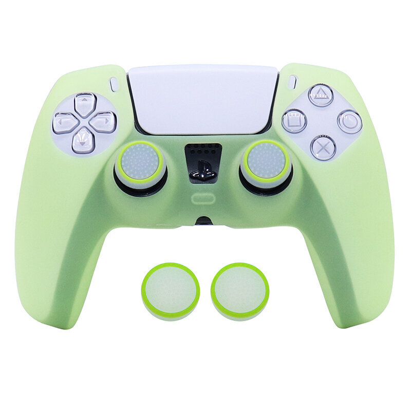 PS5:lle green-Glow in Dark Pehmeä silikonikotelo PS5:lle Ohjauspeleille Lisävarusteet Peliohjaimen Joystick-kotelon suojus PS5-ohjaimen kuorelle hinta ja tiedot | Pelikonsolitarvikkeet | hobbyhall.fi