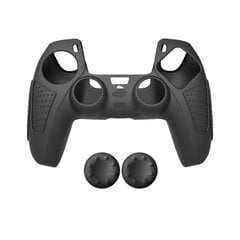 Musta 2 caps-ForPS5 Gamepad Silikonigeeli Anti Slip Skin Suojakotelo Suojakuori Suojakotelo PS5-ohjaimelle Suojakotelo hinta ja tiedot | Pelikonsolitarvikkeet | hobbyhall.fi