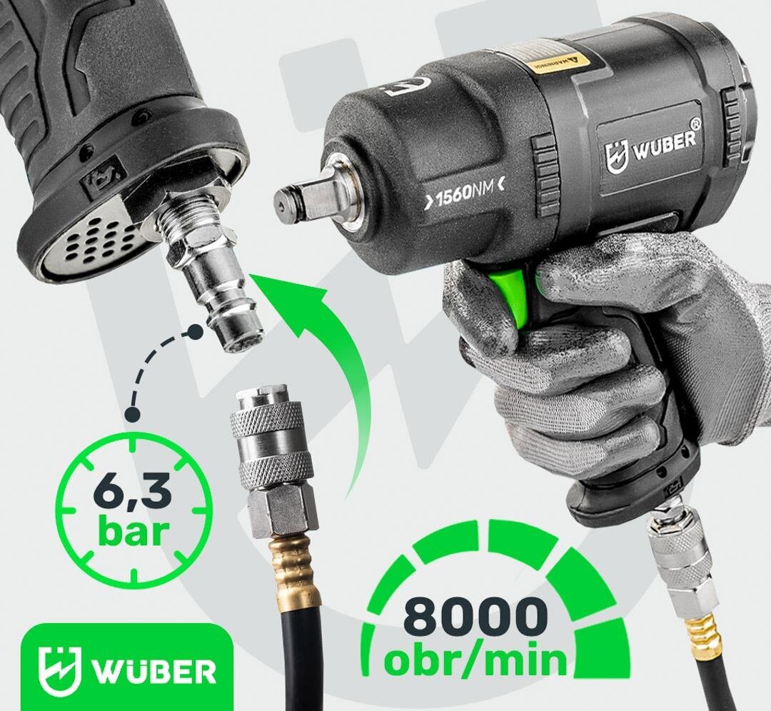 Pneumaattinen iskuväännin Wuber 1/2" 1560 Nm hinta ja tiedot | Akkuporakoneet ja ruuvinvääntimet | hobbyhall.fi