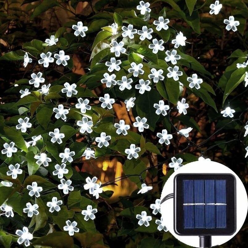 5M 20Led White Cherry Blossom Flower Garland Solar Led String Outdoor Häät Joulukoristeet hinta ja tiedot | Puutarha- ja ulkovalot | hobbyhall.fi