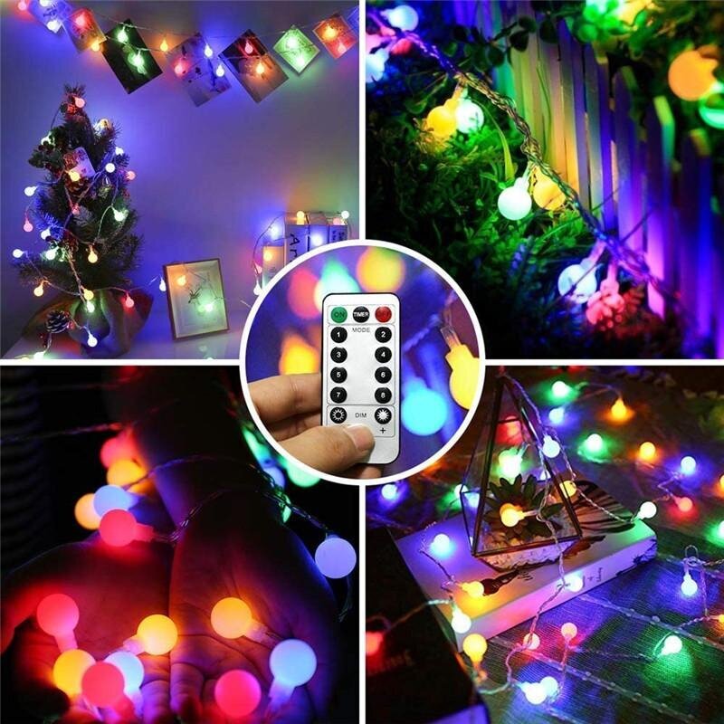 1,5M-No Remote Multicolor Ball Led String Light -Kaukosäädinketju Fairy Light Holiday Joulu Häät Outdoor Decor Led hinta ja tiedot | Puutarha- ja ulkovalot | hobbyhall.fi