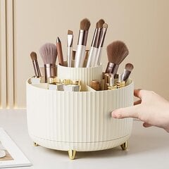 360° Rotate Makeup Brush Holder Organizer - kermanvalkoinen hinta ja tiedot | Kosmetiikkalaukut ja peilit | hobbyhall.fi