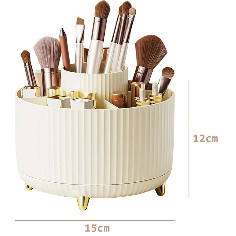 360° Rotate Makeup Brush Holder Organizer - kermanvalkoinen hinta ja tiedot | Kosmetiikkalaukut ja peilit | hobbyhall.fi