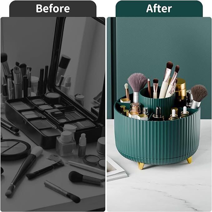 360° Rotate Makeup Brush Holder Organizer - vihreä hinta ja tiedot | Kosmetiikkalaukut ja peilit | hobbyhall.fi