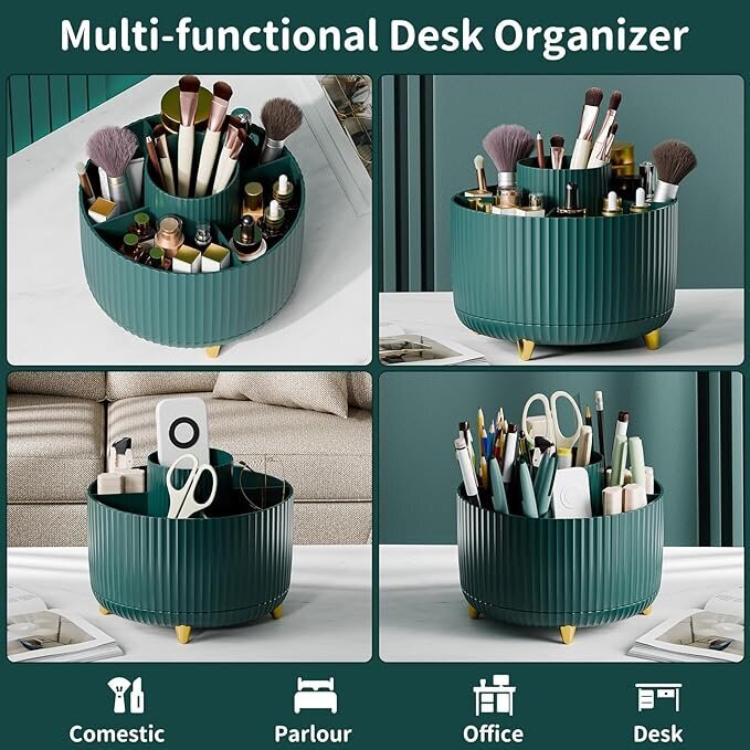 360° Rotate Makeup Brush Holder Organizer - vihreä hinta ja tiedot | Kosmetiikkalaukut ja peilit | hobbyhall.fi