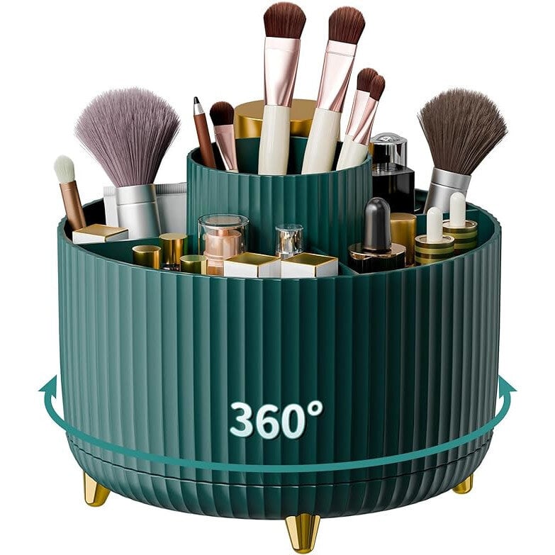 360° Rotate Makeup Brush Holder Organizer - vihreä hinta ja tiedot | Kosmetiikkalaukut ja peilit | hobbyhall.fi