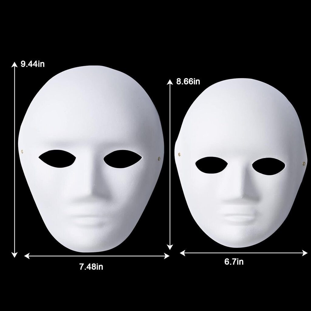 Unnosin Halloween Masquerade Paintable Horror Mask Tee-se-itse Halloween Party -pukeutumisnaamio (paperi, valkoinen, 12 kpl) hinta ja tiedot | Hauskat juhlapelit ja -tuotteet | hobbyhall.fi