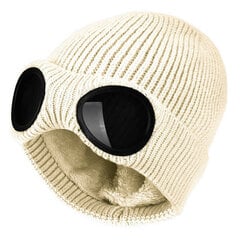 (One Size-Beige)Talven lämmin neulottu hattu Miesten Naisten Pipo ja lasit Aikuisille Unisex Rento Akryylipipo Naisten Ulkoilu Ski Cap hinta ja tiedot | Naisten päähineet | hobbyhall.fi