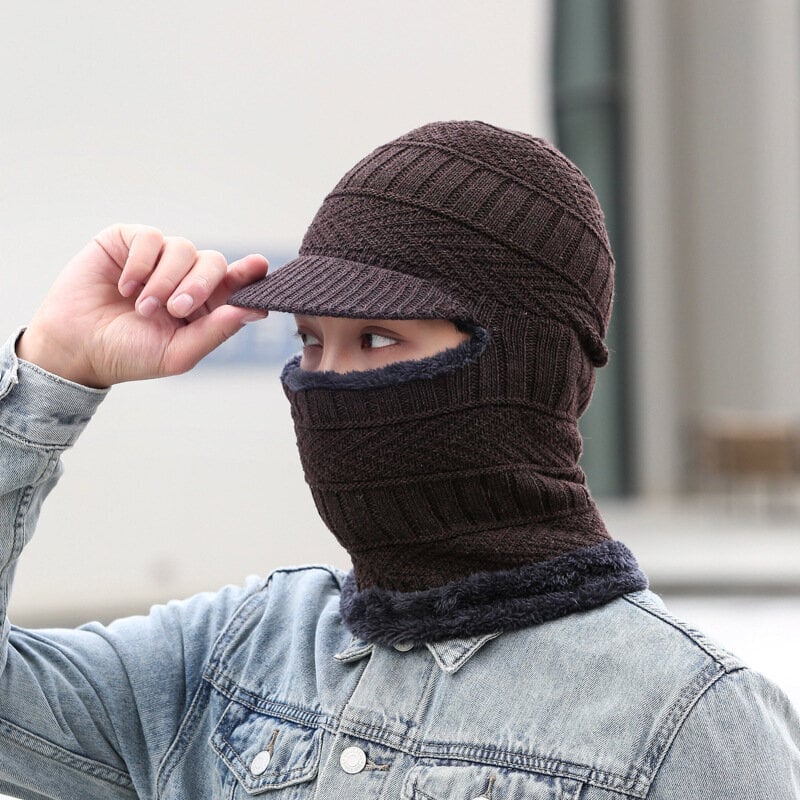 (-Ruskea)Uusi Balaclava Talvi Naisten Miesten Skullies Villa Neulottu Balaclava Cap Ninja Mask Thermal Pehmo Taskuhattu Unisex Snow Cap hinta ja tiedot | Naisten päähineet | hobbyhall.fi