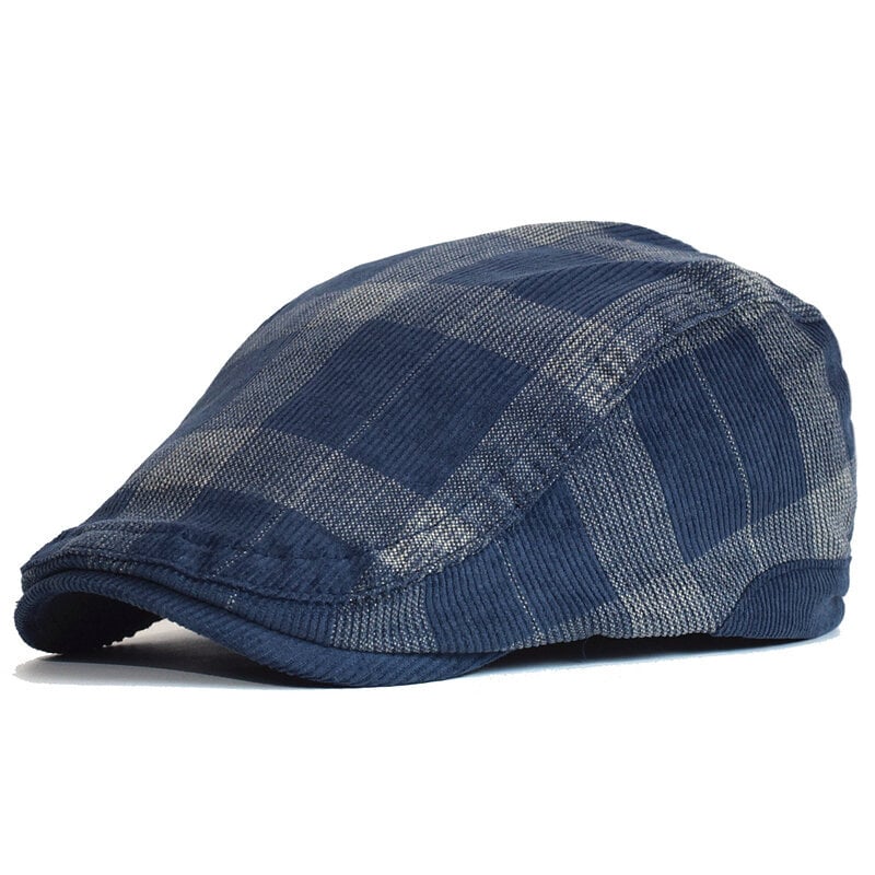 (57-60 cm-laivastonsininen) Talvivintage-ruudullinen paksu barettihattu vakosametti Newsboy Cap Miehet Naiset Englanti Gatsby Retro Hat Driver Flat Cap hinta ja tiedot | Naisten päähineet | hobbyhall.fi