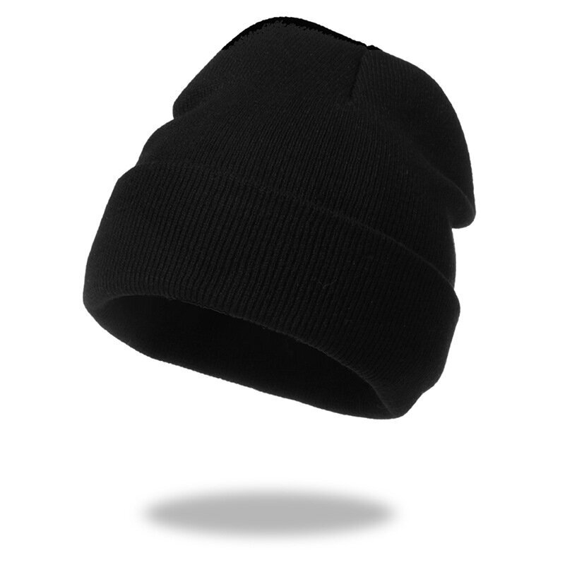 (One Size-C018 Solid Black)Talvihatut naisille Miehille Pipot Neulottu Hattu Tytöt Syksy Nainen Lippalakit Kupu Unisex Lämmin Solid Pipo Hattu Merkki hinta ja tiedot | Naisten päähineet | hobbyhall.fi