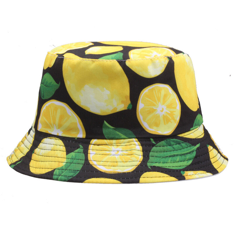 (hatun koko 58cm-YD05401)Miehet Naiset Tuoreet Hedelmät Kalastajahattu Kirsikka Sitruuna Ananas Banaani Trooppinen Hedelmä Puuvilla Ämpärihattu Bob Gorros Beach Travel Caps hinta ja tiedot | Naisten päähineet | hobbyhall.fi