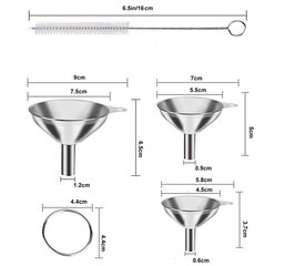 Keittiösuppilot puhdistusharjalla, 3 kpl. hinta ja tiedot | Keittiövälineet | hobbyhall.fi