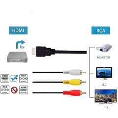 Hdmi-RCA-TV-kaapeli Hdmi-uros-3 RCA-uros-kaapeli Video-äänikomponenttimuunninsovitin 1080p kaapeli HDTV:lle Musta 5ft/1,5m hinta ja tiedot | Puhelimen lisätarvikkeet | hobbyhall.fi