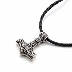 Chokers Viking korut Thorin vasara nahkakaulakorulla Hopea hinta ja tiedot | Kaulakorut | hobbyhall.fi