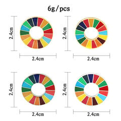 17 väriä YK:n SDG-neulamerkit (kulta, hopea) hinta ja tiedot | Miesten korut | hobbyhall.fi