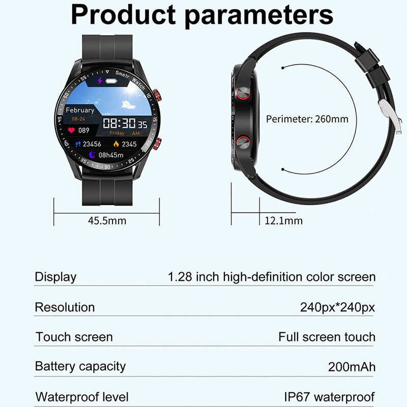 Ekg+Ppg Bluetooth-Puhelu Älykello Miesten Laser Terveys Verenpaine Fitnes Urheilukellot Mies Urheilu Vedenpitävä Älykello+Laatikko hinta ja tiedot | Älykellot | hobbyhall.fi