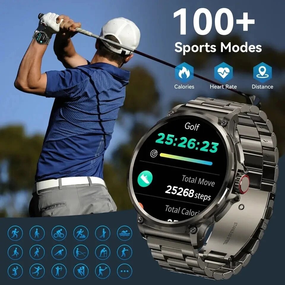 Uusi 1,85 Tuuman Ultra Hd Smart Watch Gps Track Bluetooth Call 710 Mah Large Battery Sports Fitness -Älykello Huawei Xiaomille hinta ja tiedot | Älykellot | hobbyhall.fi