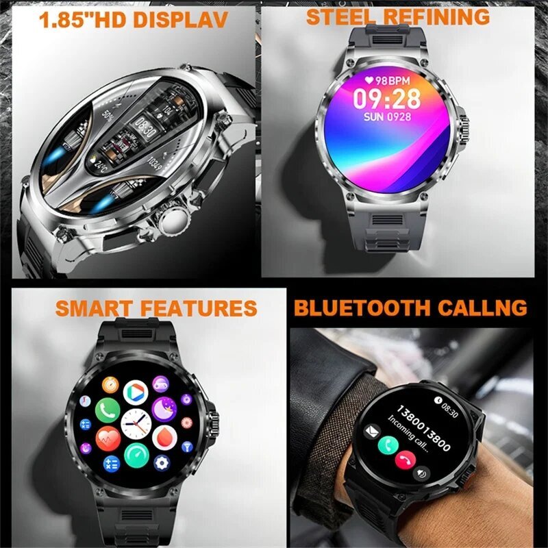 Uusi 1,85 Tuuman Ultra Hd Smart Watch Gps Track Bluetooth Call 710 Mah Large Battery Sports Fitness -Älykello Huawei Xiaomille hinta ja tiedot | Älykellot | hobbyhall.fi