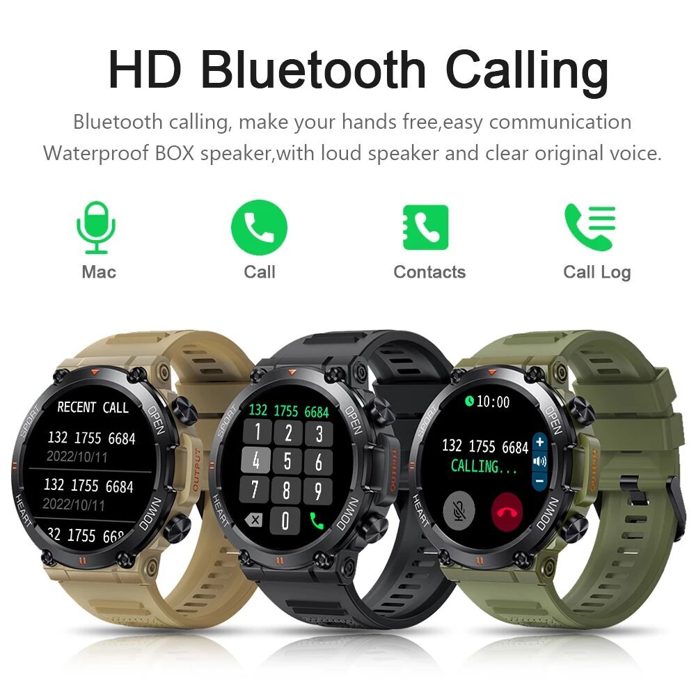 Armeijan Miesten Älykello 400 Mah Bt Hd Calling Music Fitness Tracker 100+ Dial Sport Vedenpitävä Älykello Android-Puhelimeen 2024 hinta ja tiedot | Älykellot | hobbyhall.fi