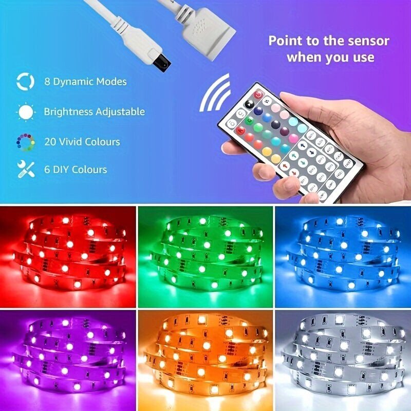 USB-LED-valonauha 44 avainta Sisustussovellus Kaukosäädin Valaisin sopii kotiin, jouluun, juhlasisustukseen, 3m 12 valoa hinta ja tiedot | Joulukoristeet | hobbyhall.fi