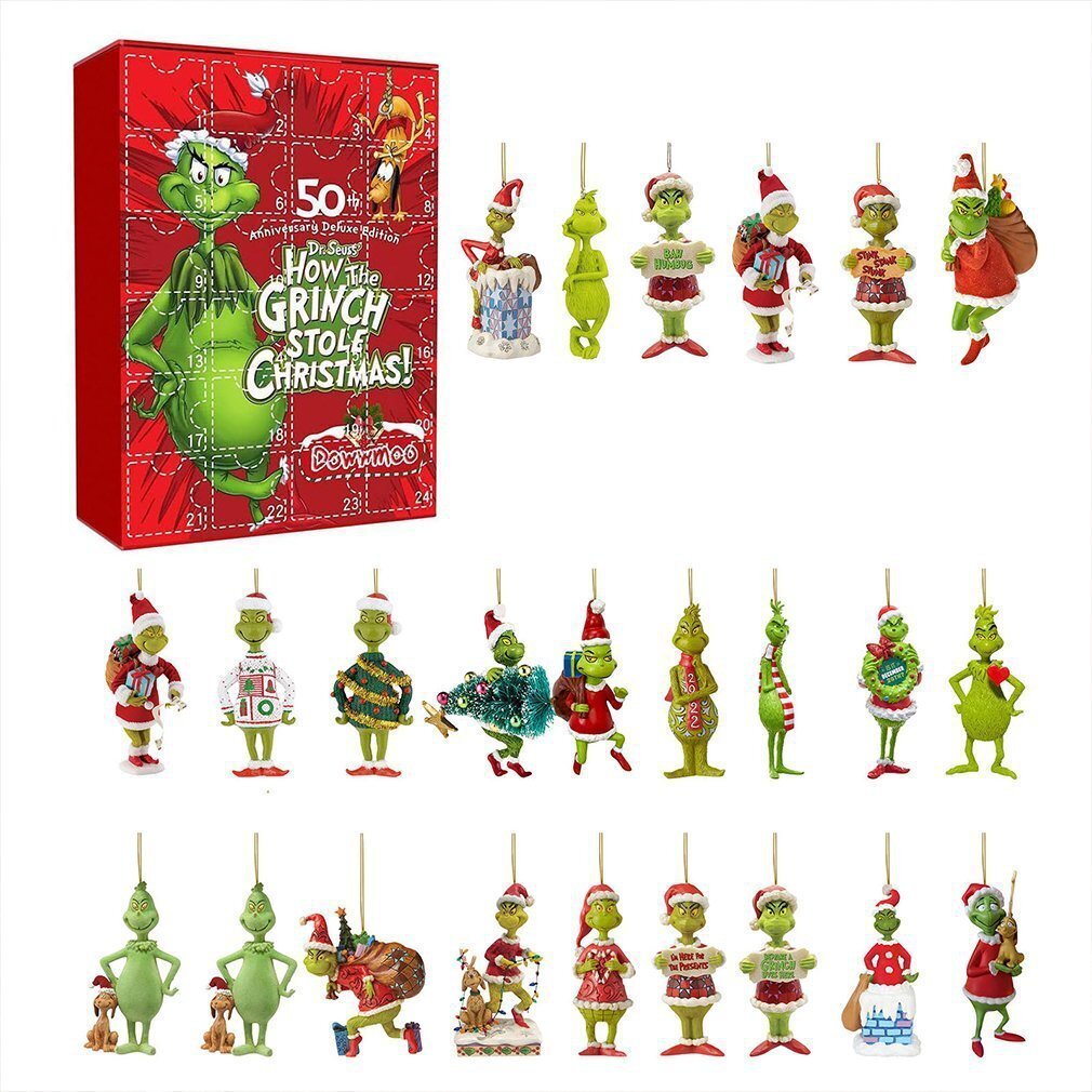 Joulun adventtikalenteri Joulukalenteri Grinch Blind Box 24 päivän lähtölaskenta joululahja hinta ja tiedot | Joulukoristeet | hobbyhall.fi