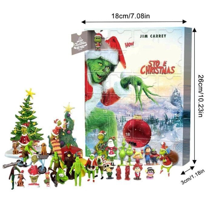 Joulun adventtikalenteri Joulun sokealaatikko 24 päivän lähtölaskentalelut Grinch joululahja hinta ja tiedot | Joulukoristeet | hobbyhall.fi