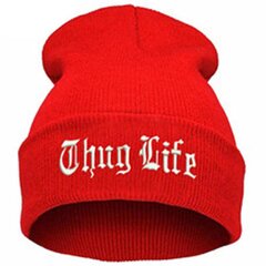 (-punainen-Wt)Uusi THUG LIFE Musta Letter Pipo Unisex Muoti Hip Hop Miesten Pipot Neulotut Lippikset Naisten Skullies Gorros Bonnets -hattu hinta ja tiedot | Naisten päähineet | hobbyhall.fi