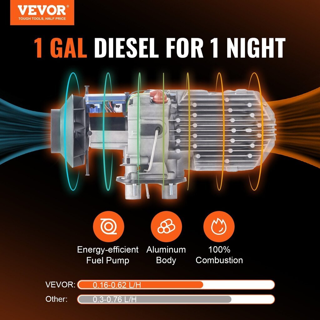 Dieselkütteseade Vevor, 12V, 8kW, oranssi hinta ja tiedot | Lämmittimet | hobbyhall.fi