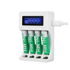 DELTACO Ultimate Ni-Mh USB charger with 4 x AAA batteries hinta ja tiedot | Auton akkulaturit | hobbyhall.fi