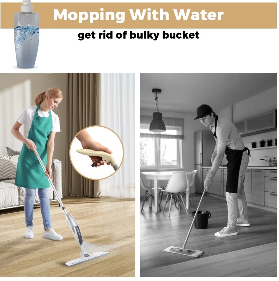 Spray Flat Mop Uudelleenkäytettävillä mikrokuitutyynyillä 360 ° pyörivä lattianpuhdistus Mop 500ML suuri kapasiteetti neliö kolmio pullo hinta ja tiedot | Pölynimurit | hobbyhall.fi